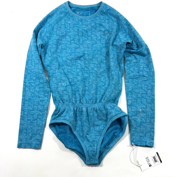 New Figs Logo Salta Seamless Bodysuit Blue Medical Uniform - Picture 1 of 8